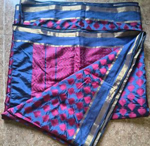 Elegant Blue and Pink Saree