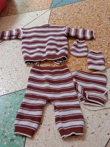 Striped Knit Baby Outfit Set 4 piece