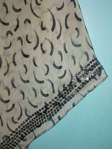 Beige &amp; Black Patterned Shawl