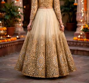 Exquisite Golden Lehenga Skirt