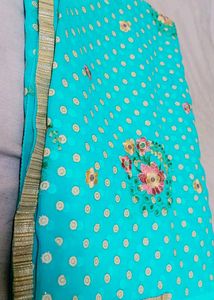 ✨💙Beautiful Cyan Colour Saree ✨💙