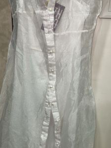 Chic White Sheer Button-Up Dress