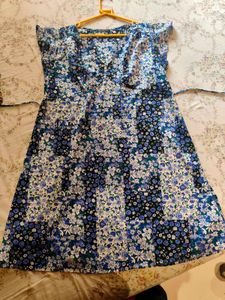 Blue Floral Print Dress