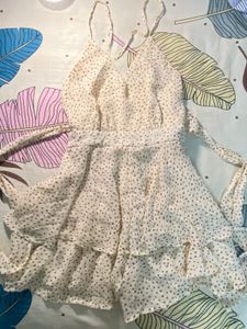 🫧Cream Polka Dot Ruffle Romper with Shorts