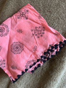 Pink Ethnic Dupatta with Black Print
