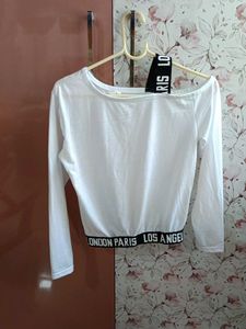 White Graphic Long Sleeve Top