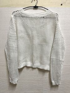 Chic White Crochet Knit Sweater