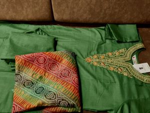 Beautiful Green Kurta with Printed Dupatta