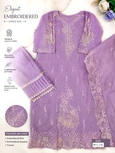 new embroidered Lavender Kurta Set