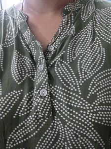 Green Leaf Print Kurta Set