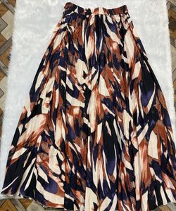 Boho Abstract Print Pleated Maxi Skirt