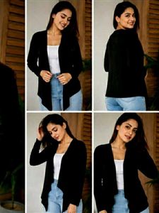 Stylish Black Open Front Cardigan