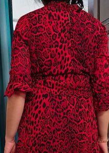 Chic Red Leopard Print Dress