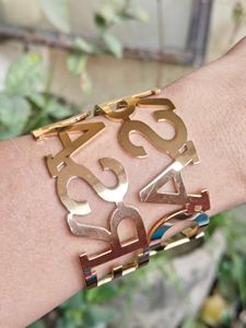 Statement Golden-Tone Bangle Bracelet