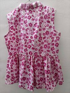 Pretty Pink Floral Sleeveless peplum top