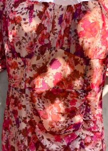 461110. Floral Ruched Mini Dress