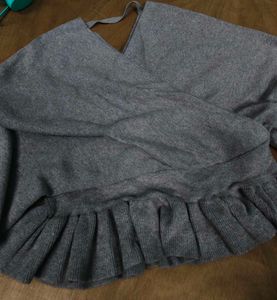 Vintage Vero Moda Classic Grey Wrap Knit Pullover