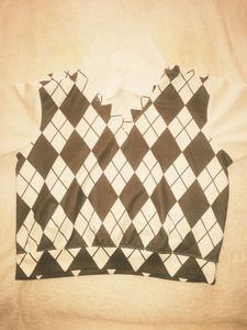 Argyle Print Collared Top