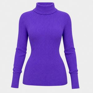 Ribbed Purple Turtleneck Sweater