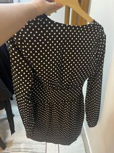Chic Black Polka Dot Button-Up Dress