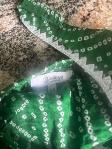 Green Bandhani Kurta Set with Sharara