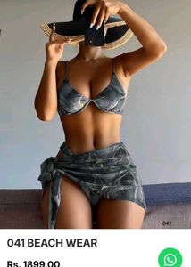 Stylish Marble Print Bikini Set with Wrap