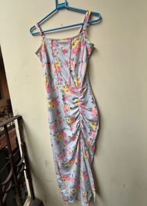 Floral Ruched Bodycon Maxi Dress 🌸