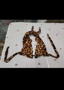 Leopard Print Halter Neck Crop Top
