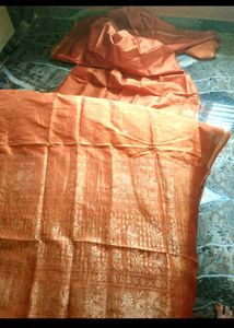 orange colour silk saree