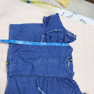 Denim Ruffled Top &amp; Skirt Set