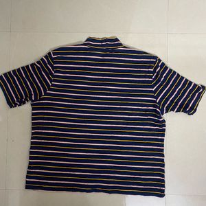 Annabelle Navy Textured Round Neck regular fit