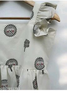 White Kurta Set with Folk Print