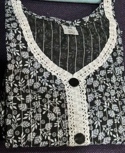 Printed Khadi Cotton Kurti in black colour 3xl