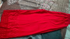 Red chikankari plazo