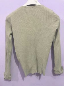 Ribbed Ruched V-Neck Top