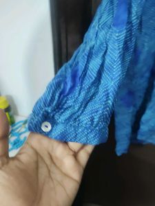 Boho Blue Tie-Dye Print Blouse