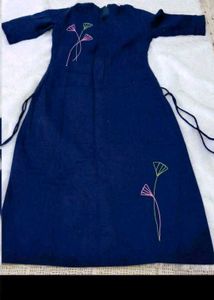 Navy Blue Embroidered Kurta Set