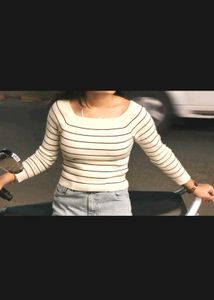Striped Square Neck Top From Zudio