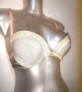 Striped Lace Trim Push-Up Bra