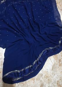 Elegant Navy Blue Embellished Saree