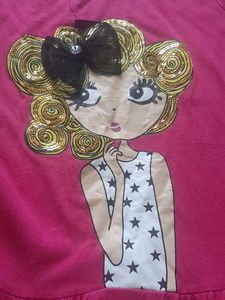 Cute Pink top for girls with sequins doll