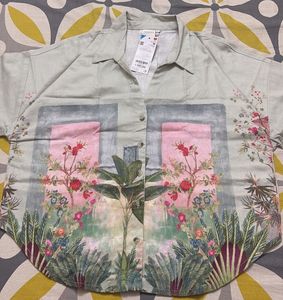 Botanical Print Button-Down Shirt