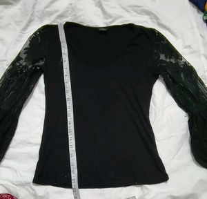 Very Fancy Net Sleeve Shein Top