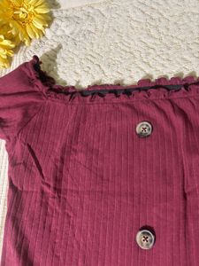 Shein Off-Shoulder Button-Up Ribbed Dress
