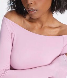Off-Shoulder Long Sleeve Crop Top