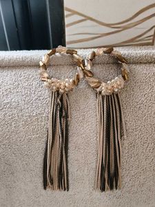 Chic Hoop Earrings with Tassel