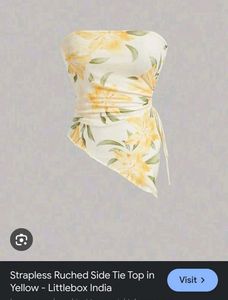 Floral Strapless Ruched Side Tie Top