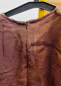 Chic Textured Brown Midi Dress casual kurti
