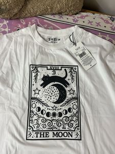 Shein White Moon Tarot T-Shirt