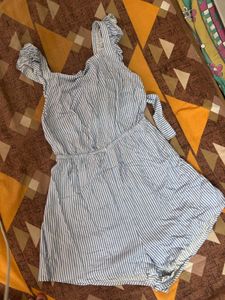 Blue &amp; White Striped Romper